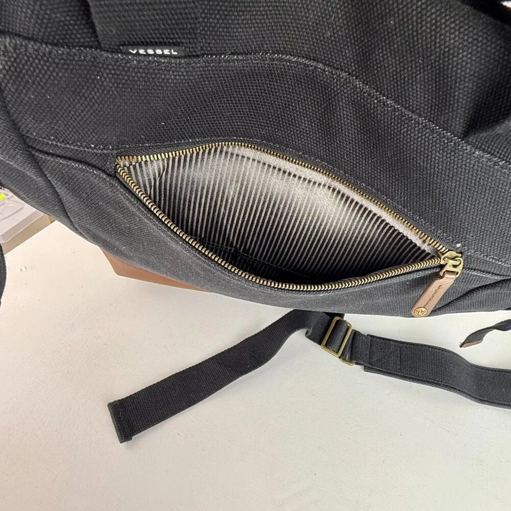 VESSEL Heavy Canvas and Faux Suede Synthetic Leather Backpack